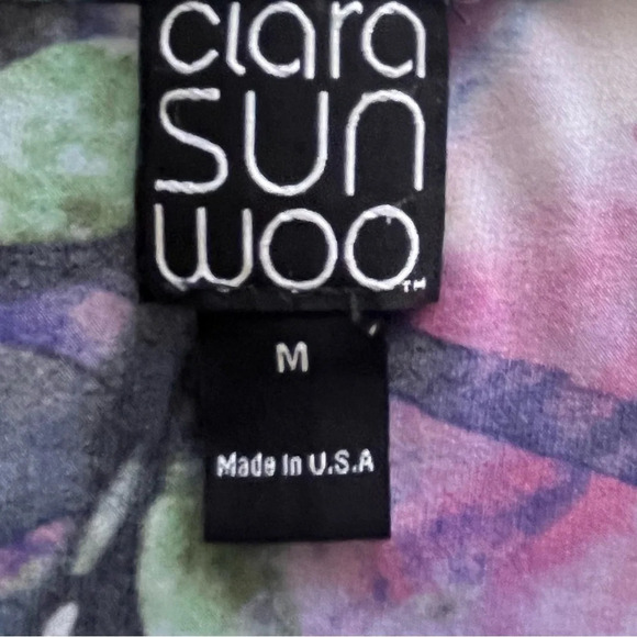 Clare Sun Woo Watercolor Floral Short Sleeve Top Size Medium - Picture 5 of 9